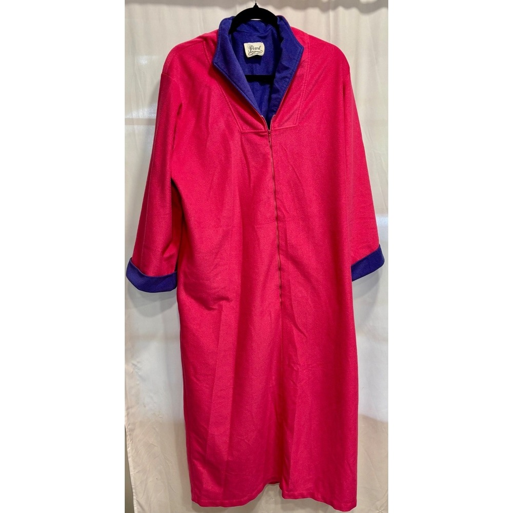 Vintage Pearle Anne Leslie Pink Velour Nightgown Womans Zip Robe House Coat NWOT